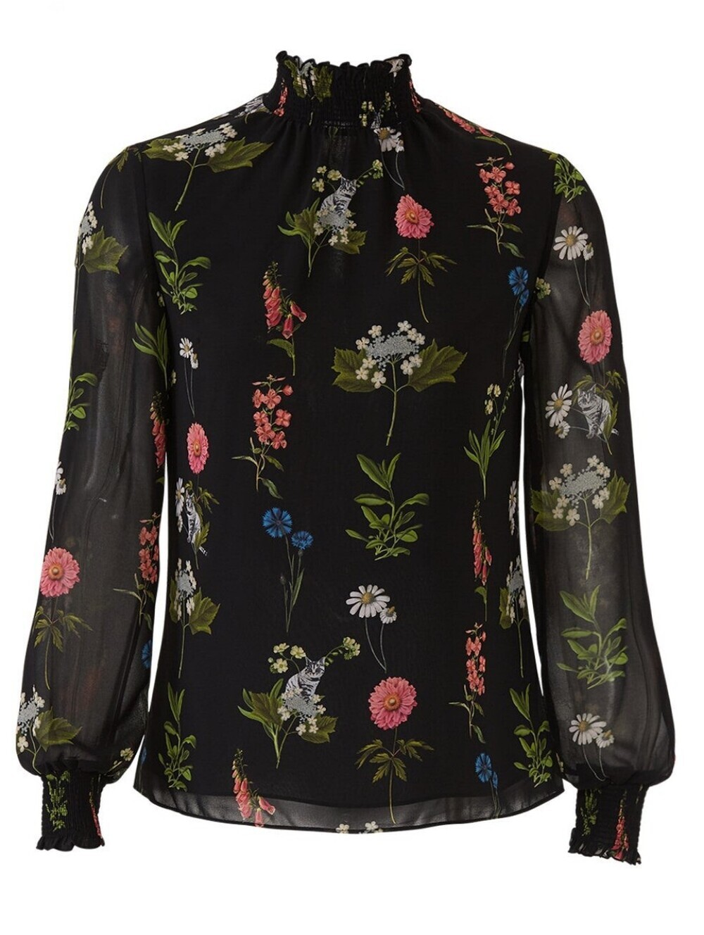 Ted Baker Taalia Women's Black Floral Print Long Sleeve Garden Feminine Blouse 6